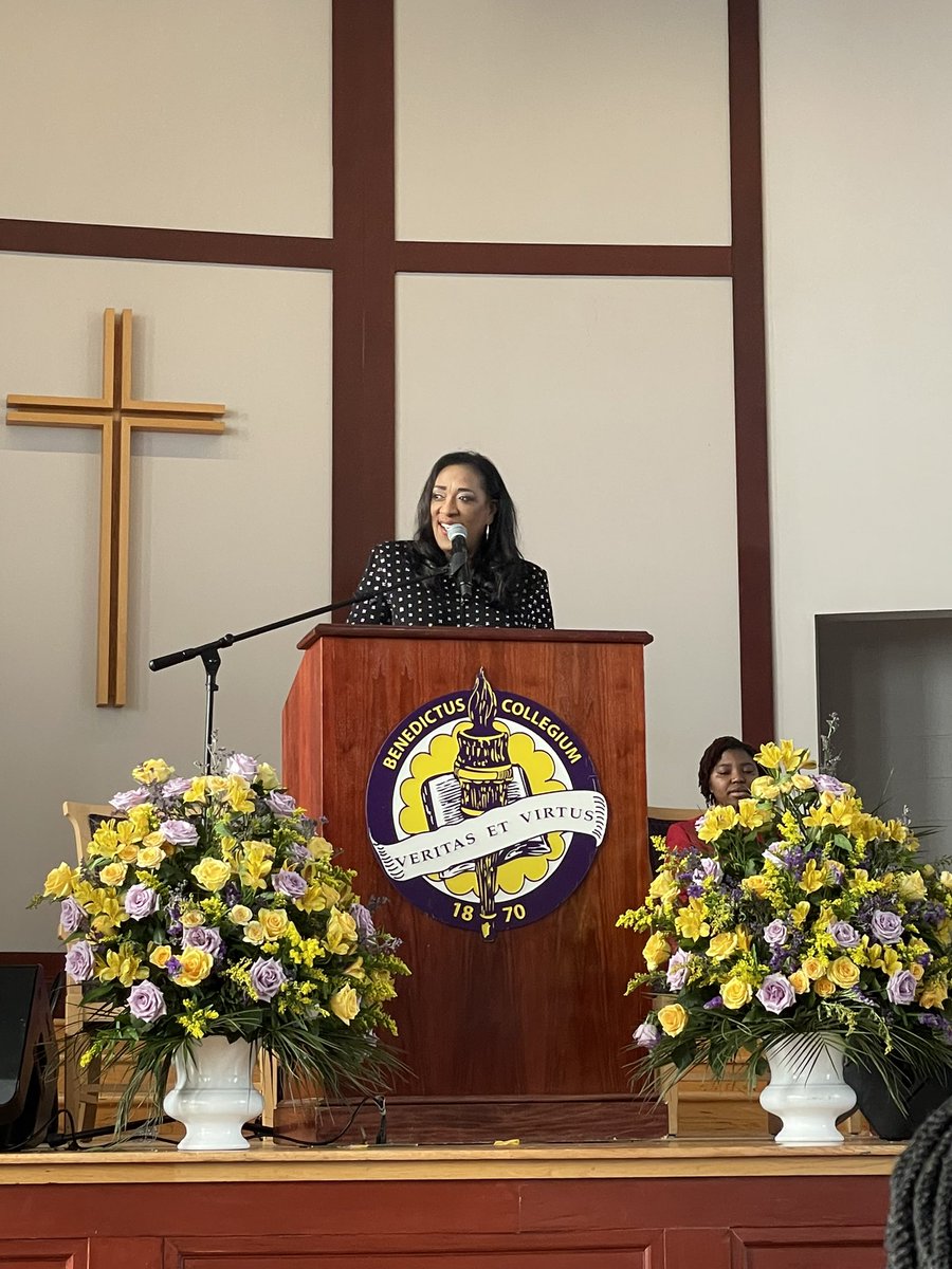 TIDEVINE's tweet photo. What a beautiful day at @benedict_college celebrating Women’s History Month. 

Yesterday’s “Women in Worship” chapel service with keynote speaker Dr.  Gwendolyn Boyd, the 22nd National President of @dstinc1913 & the 1st Female President of Alabama State University was phenomenal. Dr. Boyd’s message was inspiring and the perfect message for this women’s history month.
