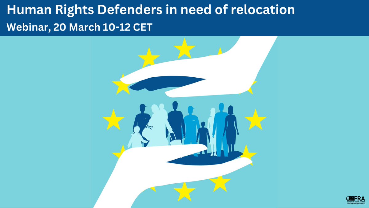 Want to know more about support in the EU for #HumanRights Defenders in need of relocation?

Follow this #EURightsAgency webinar.

📅20 March, 101-12 CET.

Register here:
fra-meetings.webex.com/webappng/sites…