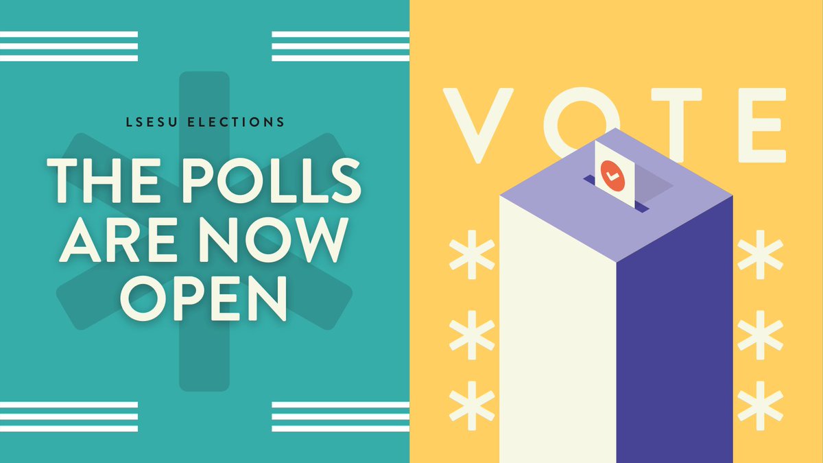 Today's the day! 🗳️ Voting for the LSESU 24/25 Winter Term elections are now OPEN ⭐️ Polls can be found: 📍Outside Saw Swee Hock Student Centre 📍Outside LSE Library 📍Inside CBG Building You can also vote online 👉 lsesu.com/elections/vote… Make sure your voice is heard!