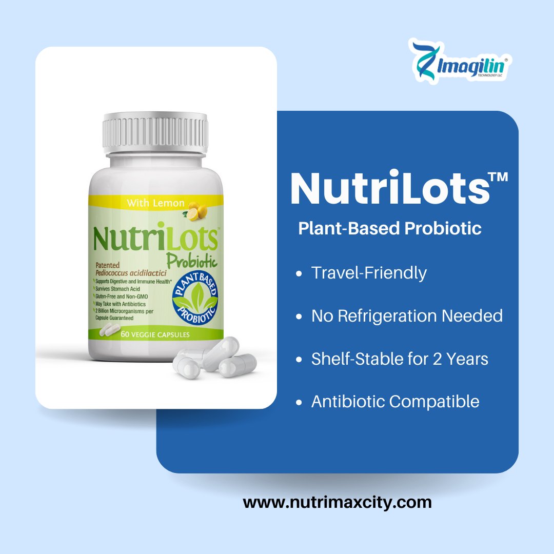 Imagilin's tweet photo. Discover NutriLots™ Probiotics: patented, plant-based, travel-friendly, no refrigeration needed, shelf-stable for 2 years, compatible with antibiotics! Try now! https://t.co/BR9rq68MEx #probiotics #antibiotics #health https://t.co/GsSwxheX8E