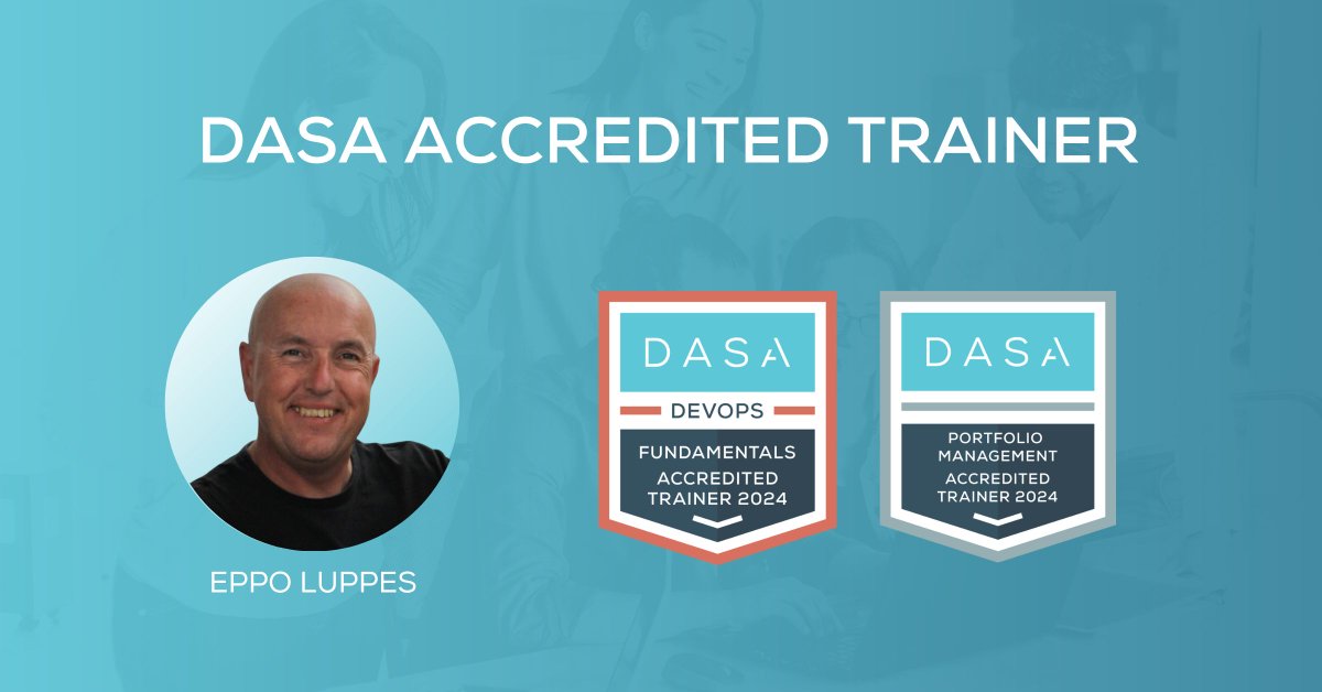 dasa_org's tweet photo. 🌟 Congratulations to Eppo Luppes on his achievement as a 2024 DASA Accredited Trainer in DASA DevOps Fundamentals and Portfolio Management!
🎉 Let's celebrate Eppo 's remarkable achievement. 👏👏👏
#devopscertification https://t.co/1OsUKtwpEM