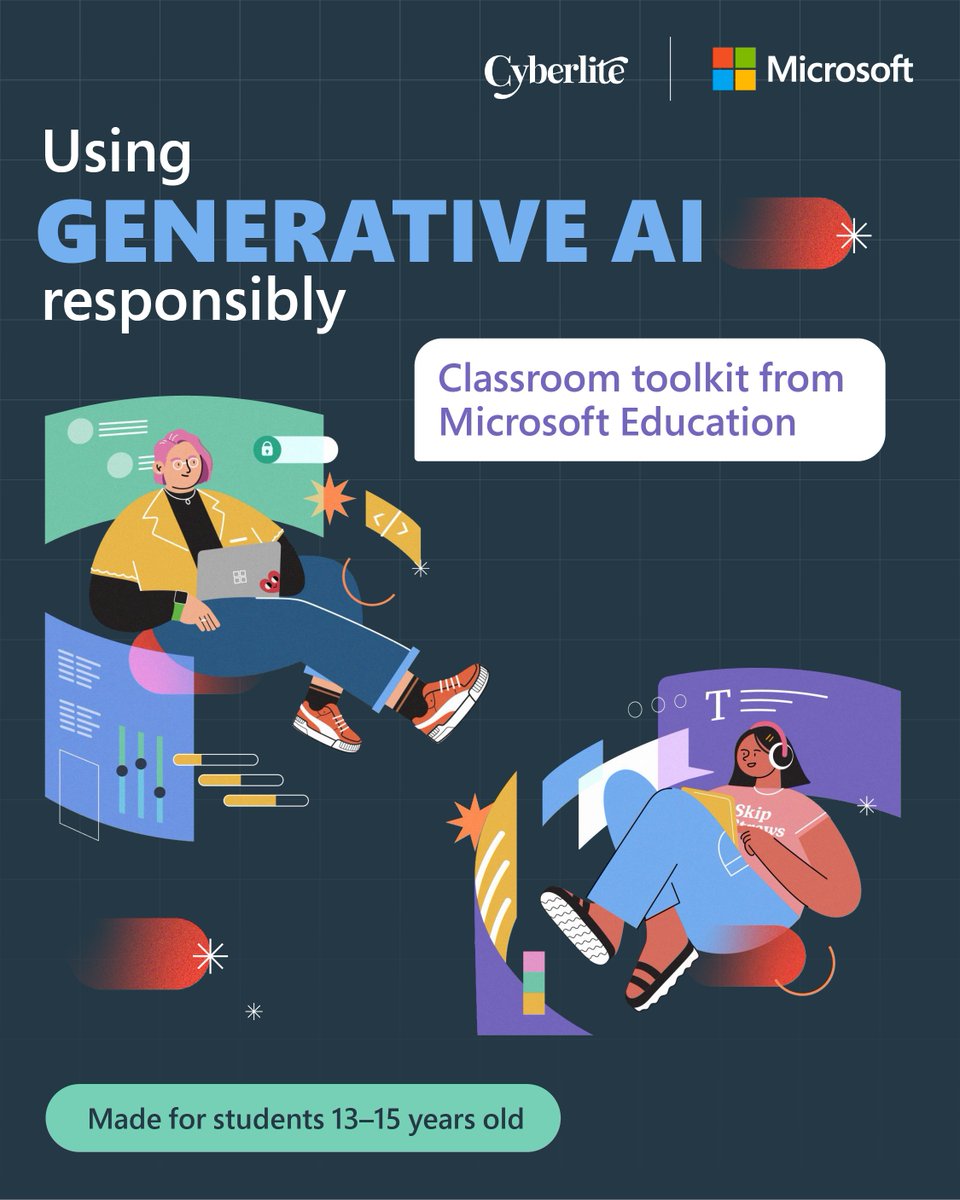 Aprender a utilizar la IA de forma responsable es una habilidad esencial en el mundo digital actual. Inicia la conversación sobre la seguridad de la IA en tu aula con este kit de herramientas de #MicrosoftEDU: msft.it/6013cprOP