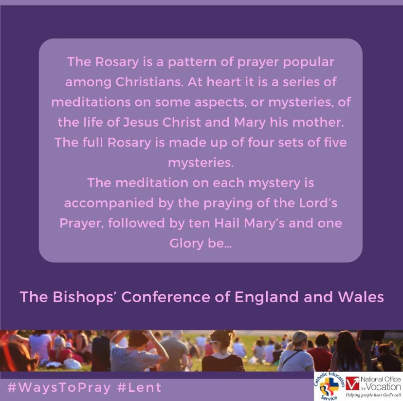 This week we are focussing on the rosary. Whilst beads are usually used to help guide the prayer, you can always use your hands and count prayers on your fingers. Find out more at the Bishops’ Conference website cbcew.org.uk/home/our-work/… #WaysToPray #Lent @CathEdService