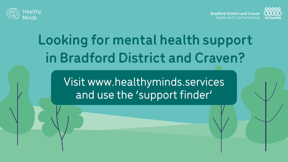 Healthy Minds is your first step to mental health support in #Bradford and #Craven. ➡️Use the ‘support finder’ to help you find the right services   ➡️Find mental health support across Bradford and Craven   ➡️Get mental health tips  healthyminds.services  #HealthyMindsBDC