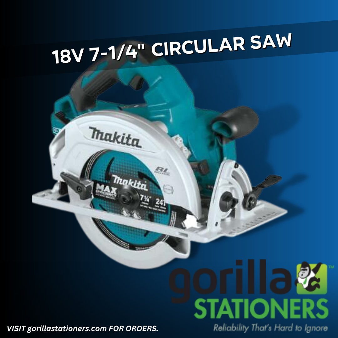 Efficiency and cutting power make this 18V 7-1/4' Circular Saw an ideal tool for your job site. Check this out: gorillastationers.com/collections/ha… #GorillaStationers #OfficeSupplies #HardwareSupplies #Office #OfficeProducts #HardwareProducts