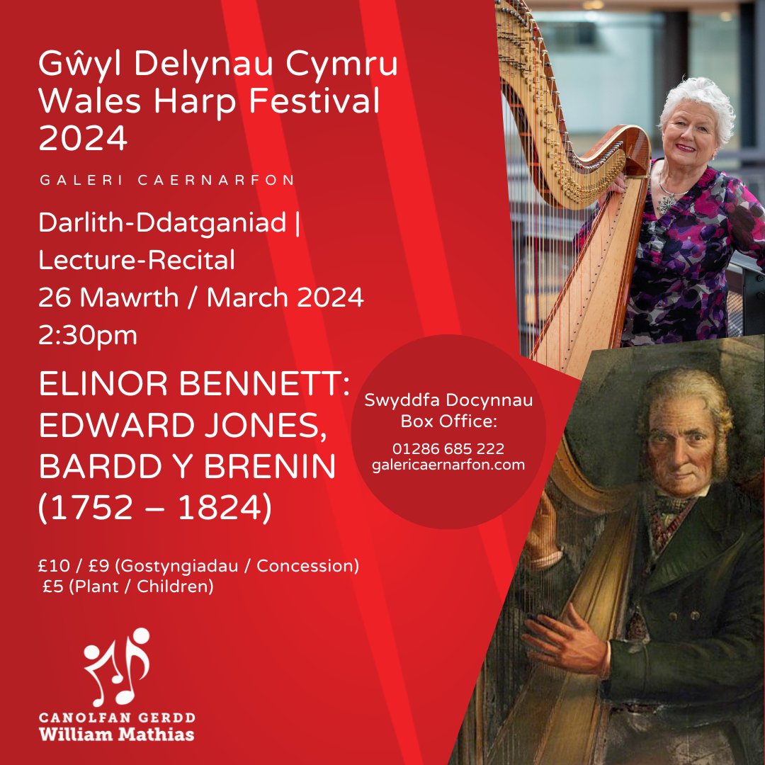 Join Elinor Bennett for a lecture-recital on Edward Jones Bardd y Brenin (1752 - 1824), a farmer's son from Landderfel, Gwynedd, who rose to become the  harpist to King George IV.
Elinor Bennett : Lecture-Recital
26 March 2024
🎟️ bit.ly/3Th377g