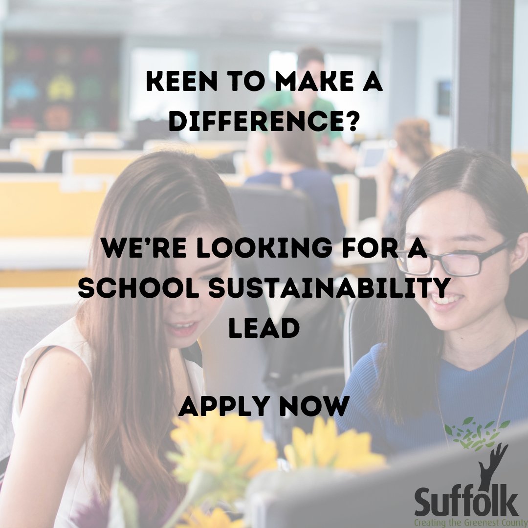 Suffolk Climate Change Partnership (<a href="/greensuffolk/">Creating The Greenest County - Suffolk 🍃</a>) are on the hunt for a School Sustainability Lead!

The role will involve educating and supporting staff on delivering climate action and sustainability projects.

Deadline is 28 March.

suffolkjobsdirect.org/#en/sites/CX_1…