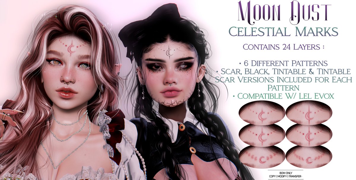 ChachouPrinces2's tweet photo. Moon Dust - Celestial Marks [LelEvox]

Available @Kawaii Project !

Taxi : https://t.co/MkktRro0QP

More Infos Here ♥ :

https://t.co/QbfGxswpBt

#sl #cute #kawaiiproject #event #moondust https://t.co/tx8W8xsRX2