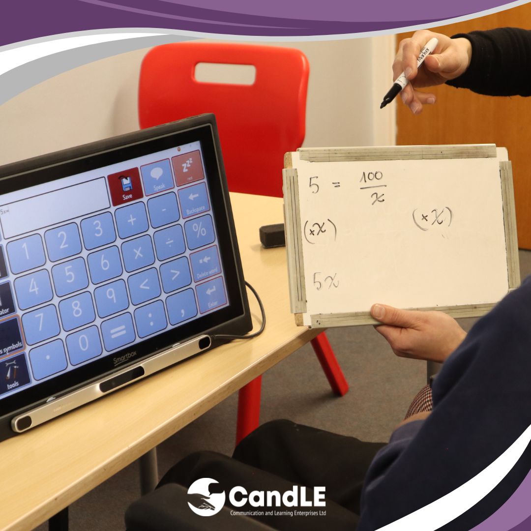 Did you know that maths can be made accessible to AAC users? This CandLE student is an eye gaze user accessing maths with adapted lessons made by our specialist resource developers. Adapted in Grid 3 by @thinksmartbox. #AAC #AACeducation #AACUK #DisabilityInclusion