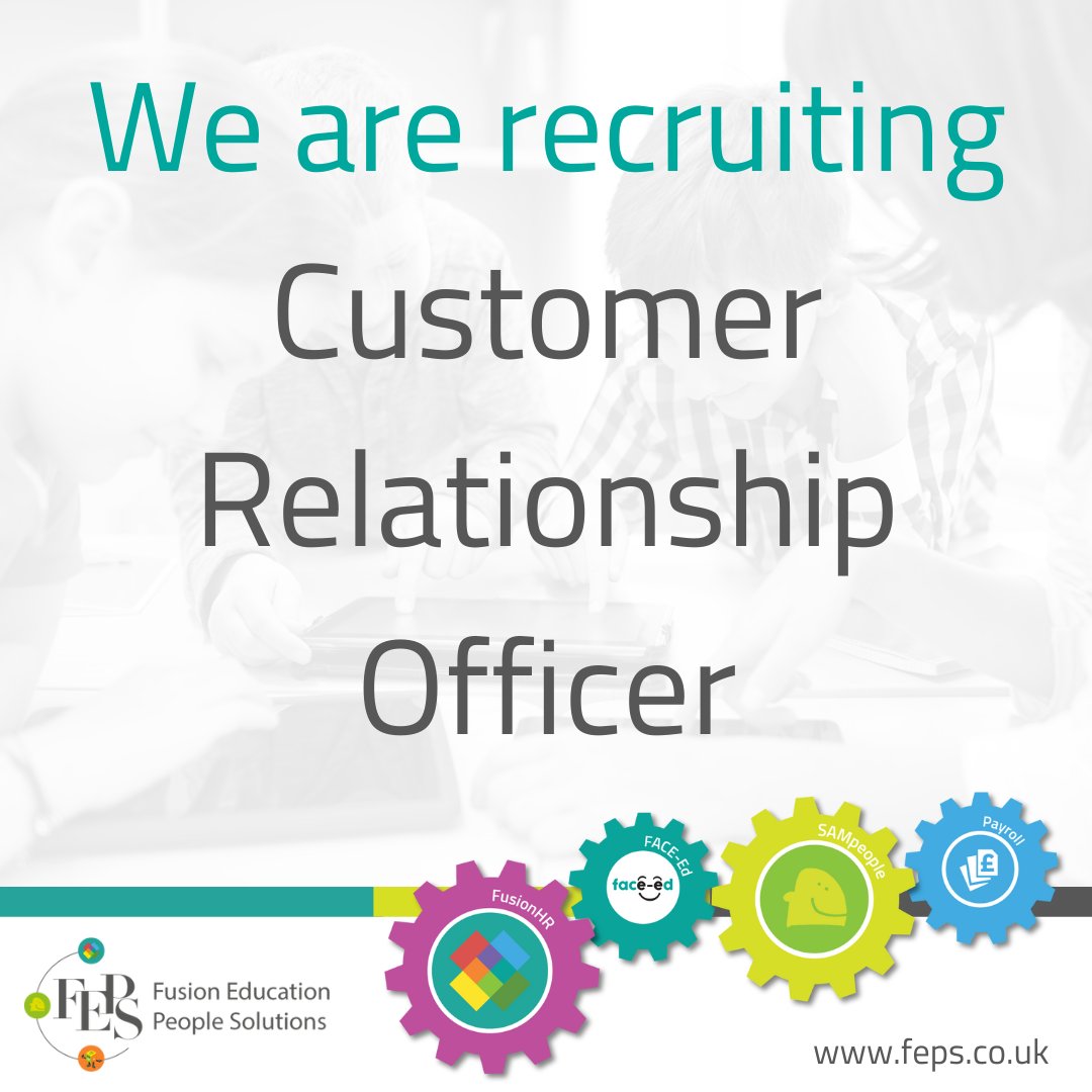 We are recruiting! 😀

Come and join the FEPS team: fusion.face-ed.co.uk/vacancies

#Recruitment #WakefieldJobs #EducationHRsoftware #CustomerRelationshipOfficer