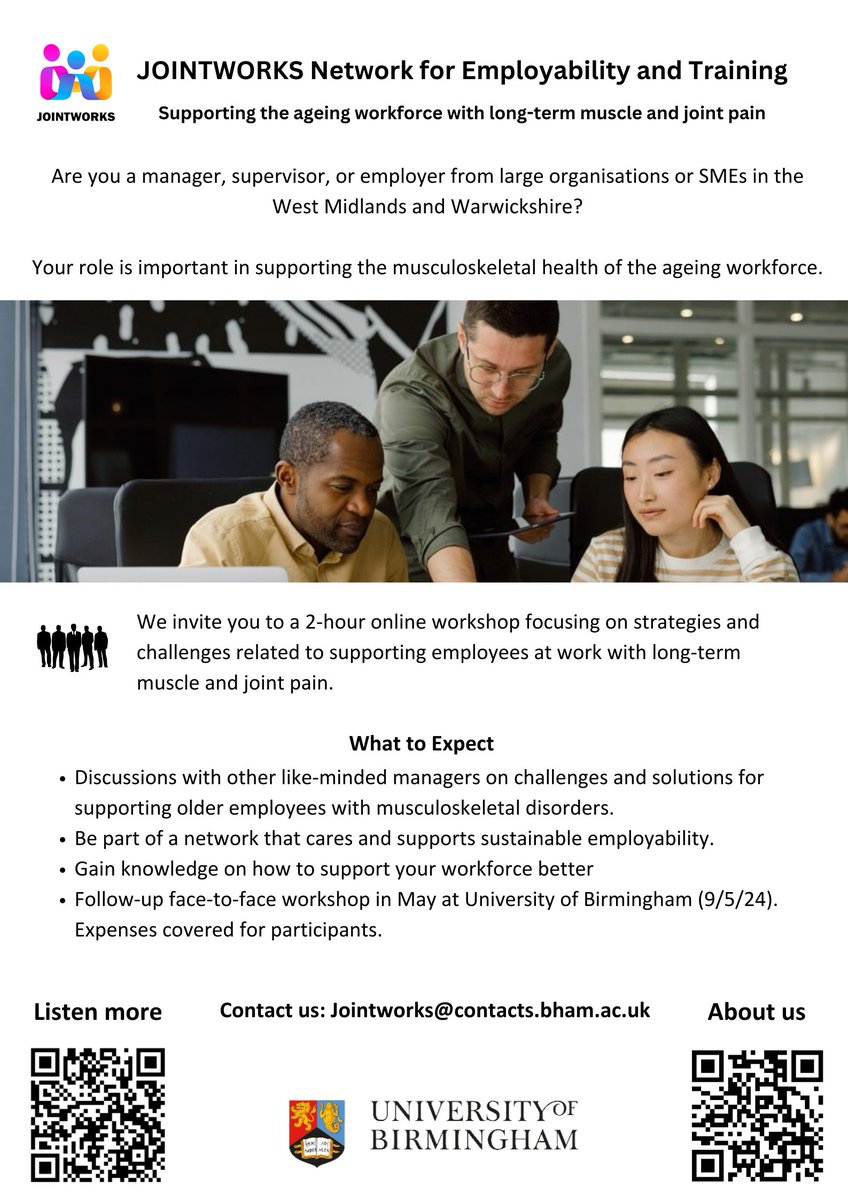 Are you a manager/employer/supervisor involved in supporting the health of the workforce? Join our research and be part of our online workshop.