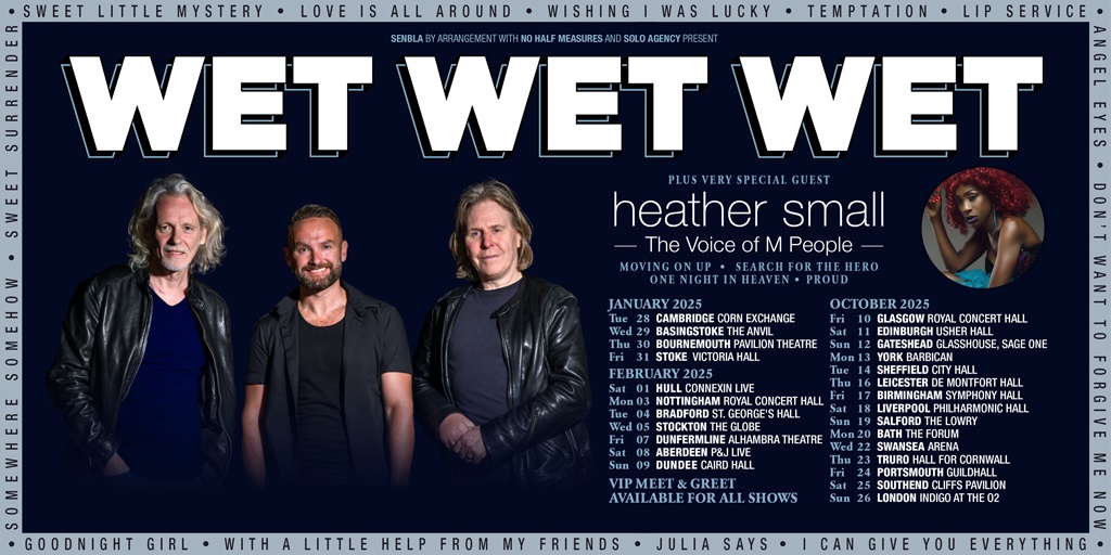 NEW // Love truly is all around today, because we flippin' LOVE this!💕 @wetwetwetuk have announced a HUGE UK tour for 2025, kicking off with a string of shows between January and March before hitting the road again for even MORE the following October. Get tickets 10am Friday…