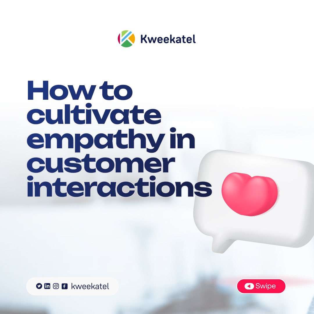 kweekatel's tweet photo. Empathy is one of the most evident signs of love. 
Therefore, it is important to practice it in one's organisation or business area. 

Here are a few steps that can help you cultivate empathy in your customer interactions. 

Follow @Kweekatel for more https://t.co/BcMJ5bvouf