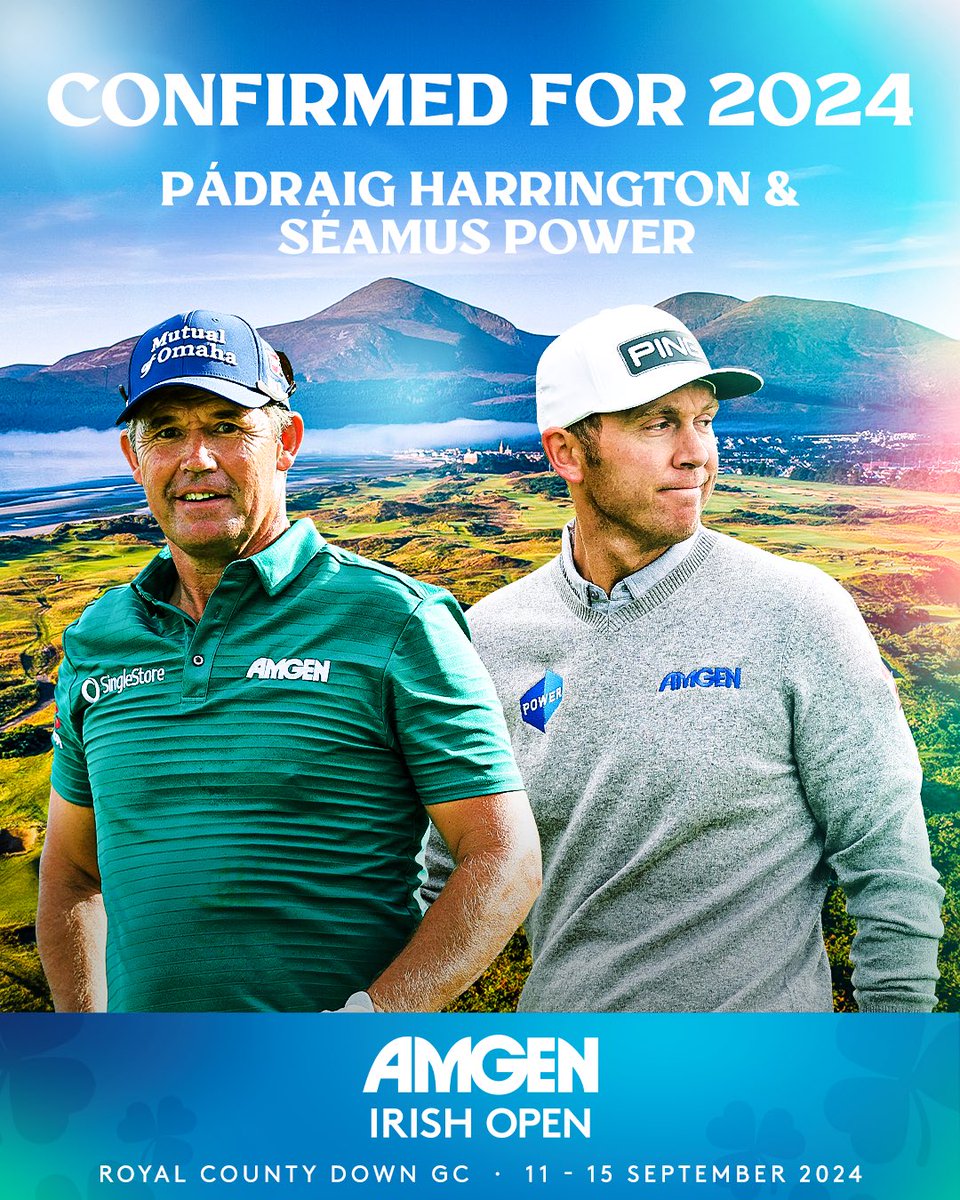 🚨🗣️ Welcoming back to the #AmgenIrishOpen ☘️ @padraig_h ☘️ Séamus Power 🎟️ Get your tickets here ⬇️ shorturl.at/cvwOS