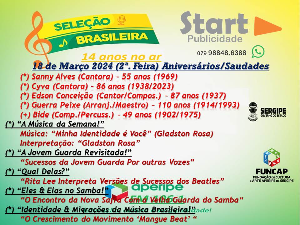 Marioflu1952's tweet photo. PGM Seleção Brasileira
Dia: 18 de Março/2ª Feira
Às Nove da Manhã
Com Mário Sérgio
Instagram: @felixmariosergio
O Programa está maravilhoso...
"AperipêFM... 106.1 - A Rádio Que Toca Sergipe!"
https://t.co/gfqsXpVWZU
Pelo Aplicativo #RadiosNet
Pelo site https://t.co/TtGkNHCTJU https://t.co/7JpvPb3t83
