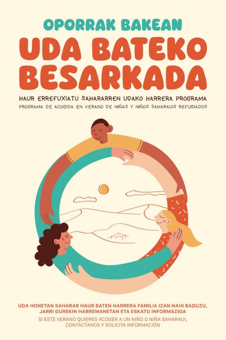 Bizipoza Elkartea (@bizipoza_eus) on Twitter photo Uda honetan saharar haur baten harrera familia izan nahi baduzu, jarri harremanetan Oporrak Bakean -ekin eta eskatu informazioa!
Izen-ematea Apirilak 15 arte.
Informazio gehiagorako:
Oporrakbakean.eus
oporrakbakean@gmail.com Uda honetan saharar haur baten harrera familia izan nahi baduzu, jarri harremanetan Oporrak Bakean -ekin eta eskatu informazioa!
Izen-ematea Apirilak 15 arte.
Informazio gehiagorako:
Oporrakbakean.eus
oporrakbakean@gmail.com