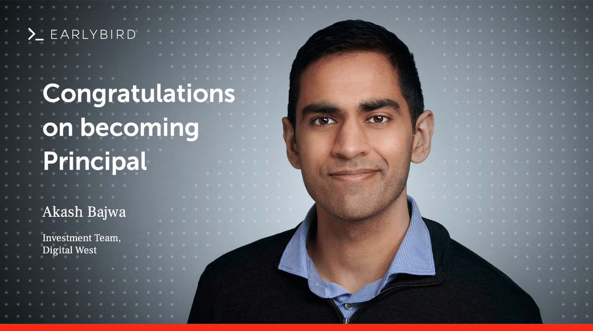 💫 Congrats to @AkashBajwa96 on promotion to Principal at Earlybird! Since joining our team, he’s taken on board observer & investor roles at multiple portfolio companies. Akash covers Enterprise Software, AI & Fintech. Keep up w/ his substack & @joinEVCA activities. #EBVCteam