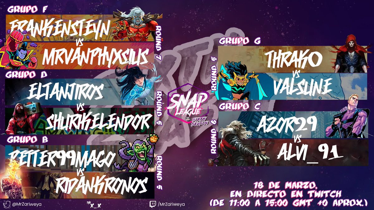 Vamos ese lunes de #SnapLeague bueno.

Últimos partidos en directo antes del playoff de este sábado.

Hoy acompañados por el máquina absoluto de <a href="/YampolMs/">Yampol</a>.🚀

Venga, que pa' luego es tarde.