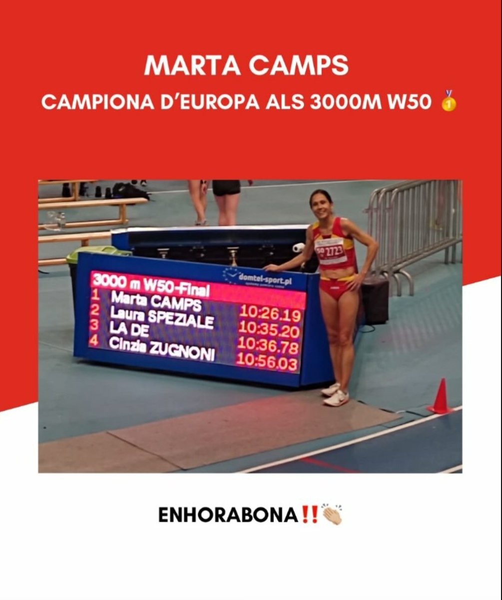 Marta Camps, campiona d'Europa de 3000m en pista curta (W50) 🎉