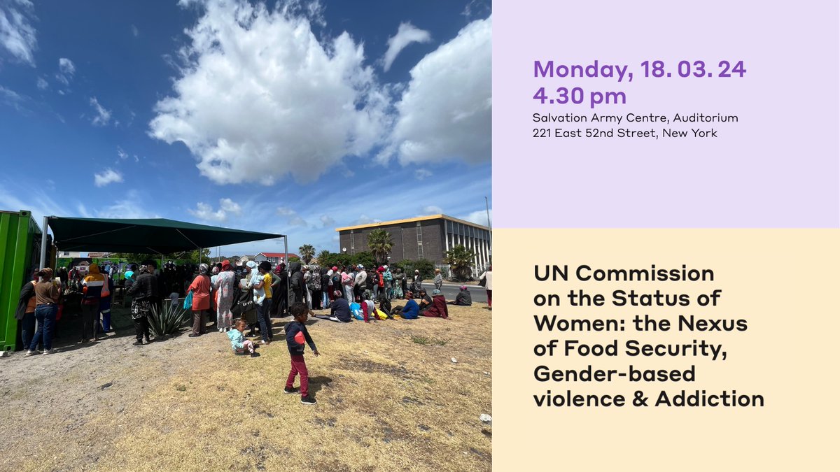 📣#EventAlert: Join us for a discussion exploring the relationship between gender-based violence, food security and addiction▶️tinyurl.com/bdhsxsvr #UNCSW68, #SocialJustice #GenderEquality #FoodSystems