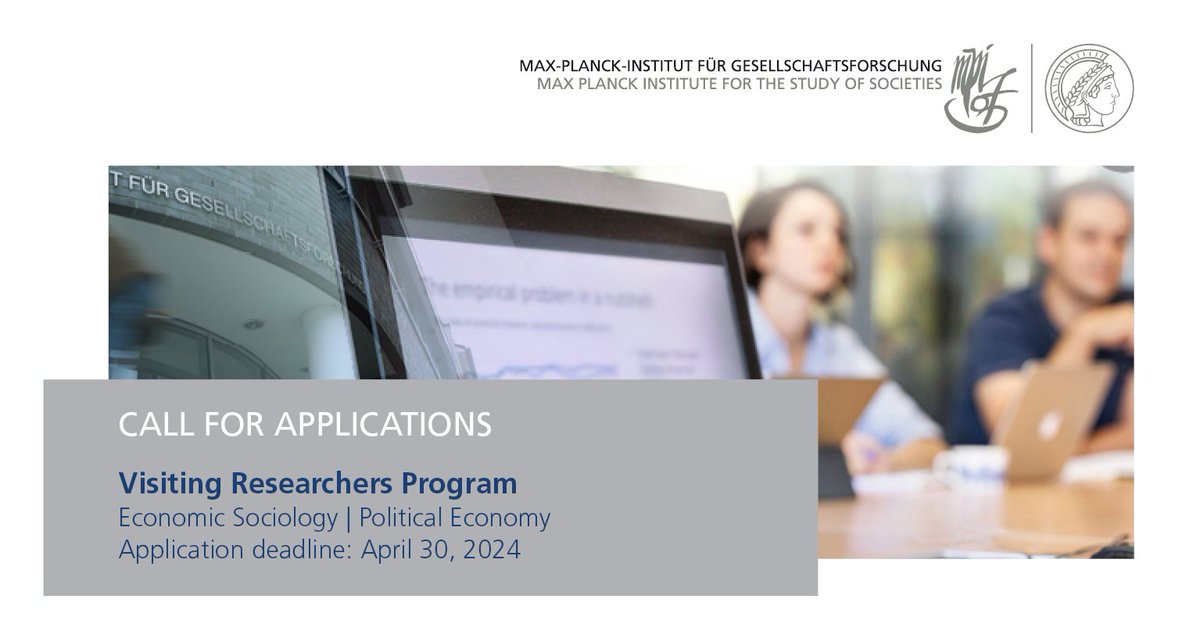 Are you a researcher in #EconomicSociology or #PoliticalEconomy? If you're interested in joining us as a guest scholar, our Visiting Researchers Program is open for applications until Apr. 30. Researchers at all career levels are invited to apply! career.mpifg.de/jobposting/f5b…