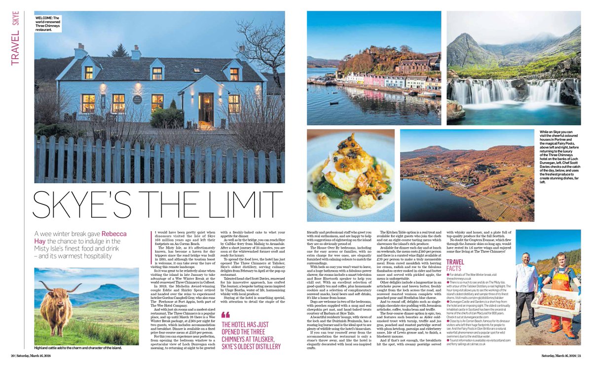 Fabulous showcase of @VisitScotland at its best @3_Chimneys on #TheIsleofSkye. Check out my review @pressjournal @TravWriters