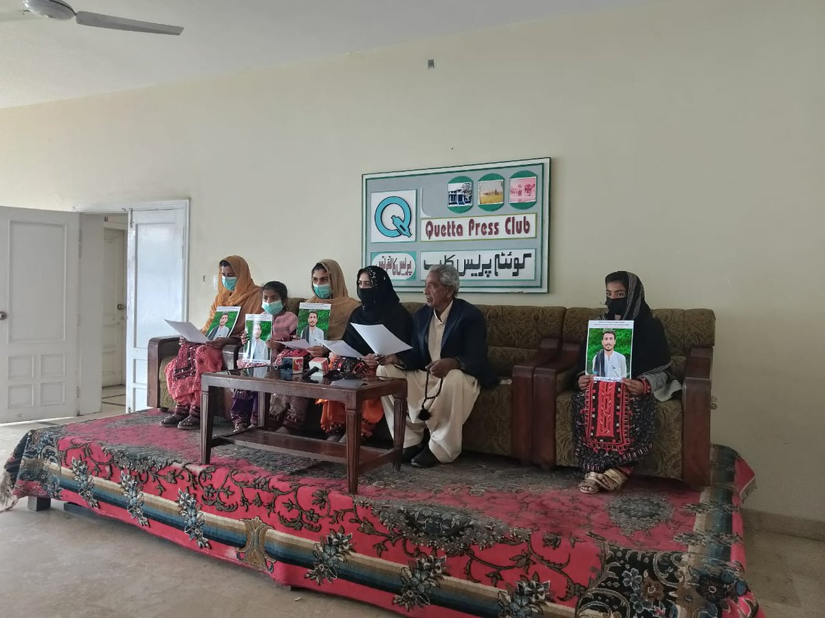 On behalf of family members of Baloch student, Khuda Dad Siraj, a press conference was held at Quetta press club against his illegal detention from Sargodha city of Punjab on March 8, 2024. He is a student of Pathology Department in Sargodha Medical College. For last three days,