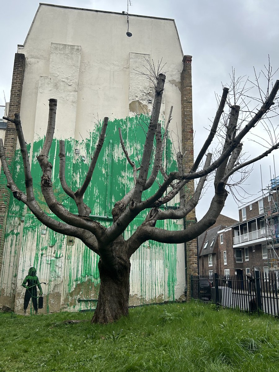 Hornsey Road mural confirmed as a Banksy and already drawing a crowd.