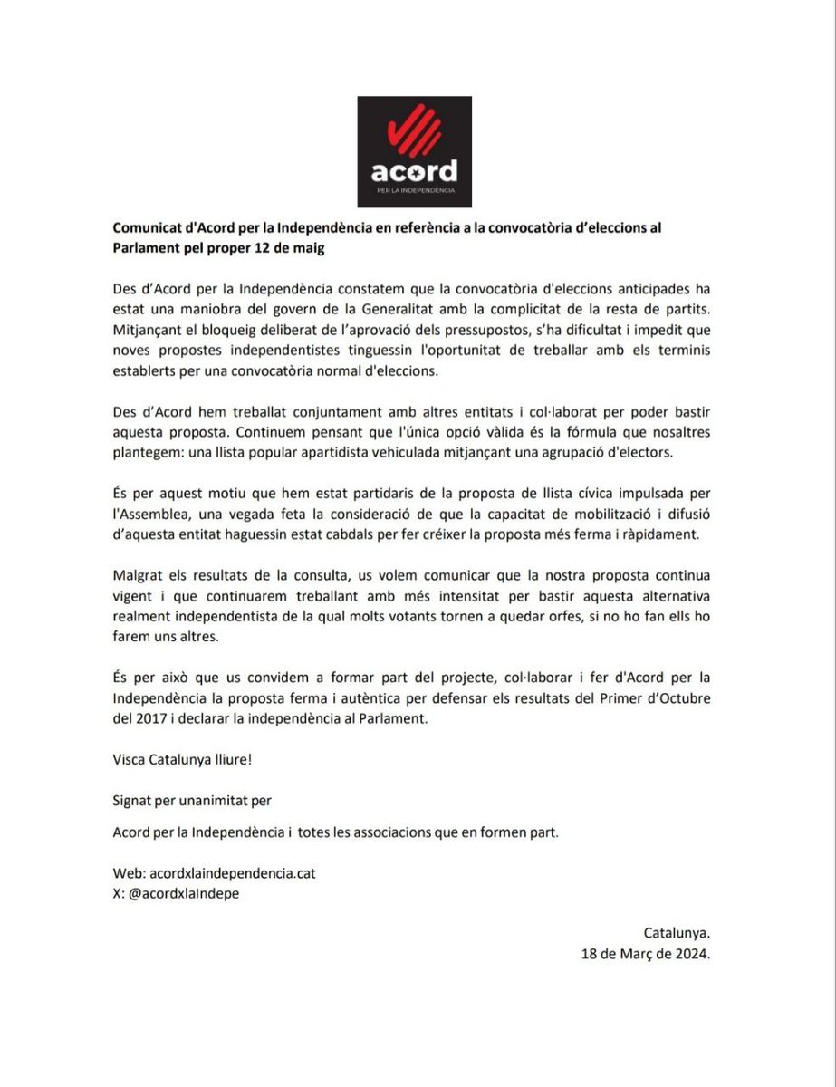 El processisme no té voluntat ni projecte per alliberar Catalunya, si no ho fan ells ho farem uns altres.

Visca Catalunya lliure!