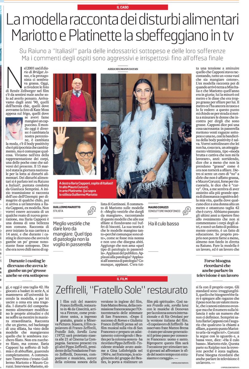 Apndp's tweet photo. Su #platinette #mariotto Ilari #capponi #italiasì #rai1 #bodyshaming e #bodyscemi aveva già capito tutto subito (e infatti il suo articolo è di ieri) @AssiaVonNeumann https://t.co/ZedEtBlplH