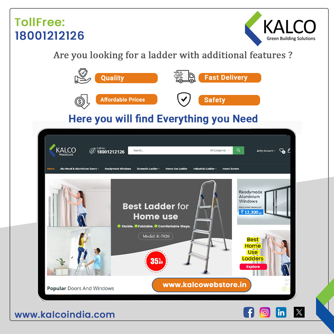 kalcoalusystem's tweet photo. Choose Kalco for Aluminum Ladders That Offer Safety, Strength, and Style. Discover Webstore Exclusives Today!

#kalcoindia #kalcodesigns #kalco #vocalforlocal #kalcowebstore https://t.co/2SNZsp67FZ