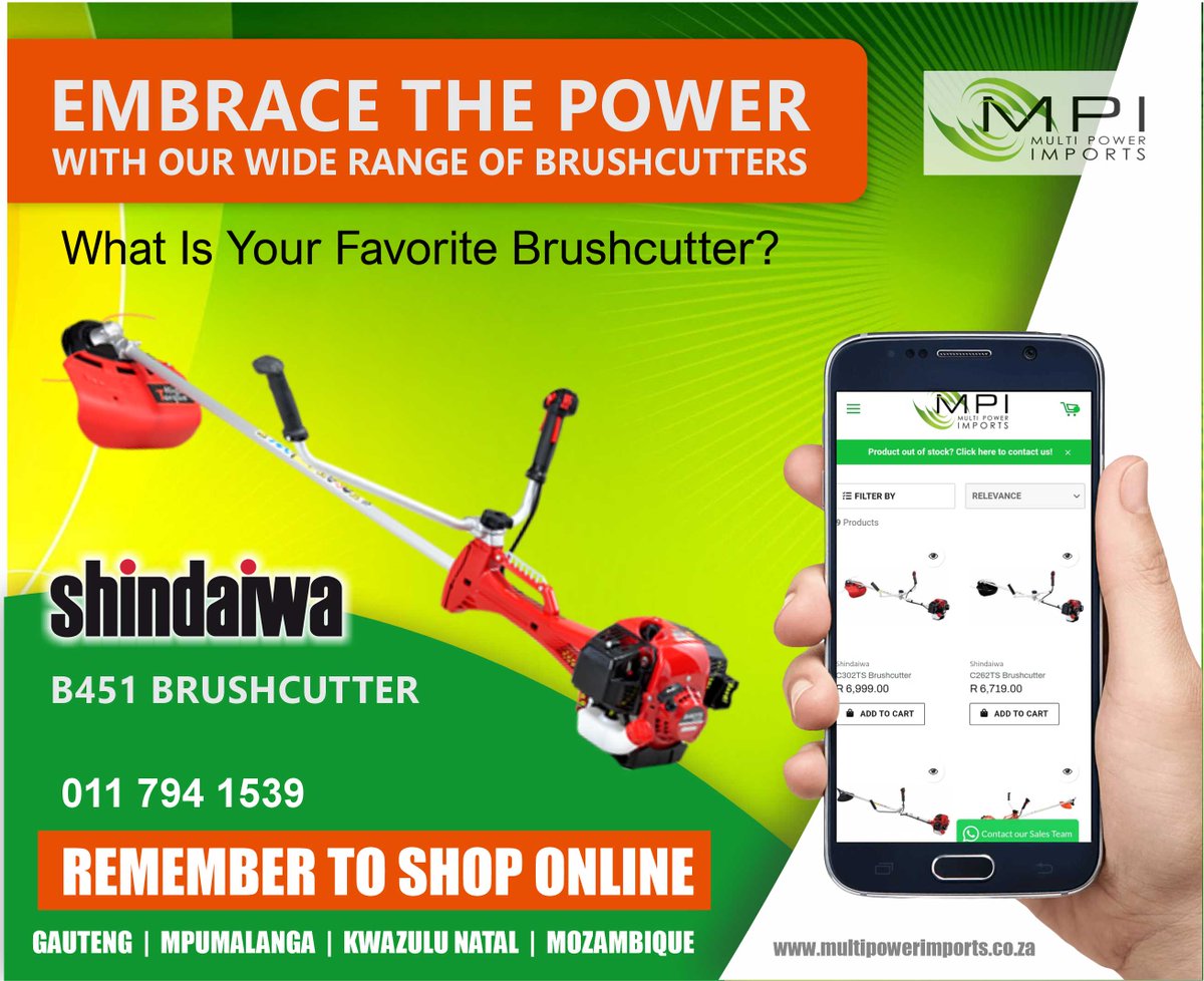PowerImports's tweet photo. Brushcutter Tame the wild with our brushcutters! Say goodbye to stubborn weeds and hello to a pristine yard in no time. Ready to transform your outdoor space? Get your hands on our brushcutters today!  #MPILeafBlowers #TidyUpTuesday #JoinTheConversation #MPI #HashtagOnline https://t.co/VklheR6Q0P