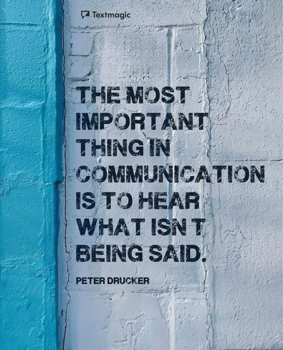 Listen beyond the words, create connections that last! Like, share, and don't forget to follow Textmagic for more.

#Inspiration #Quotes #PeterDrucker #Communication #BeyondWords