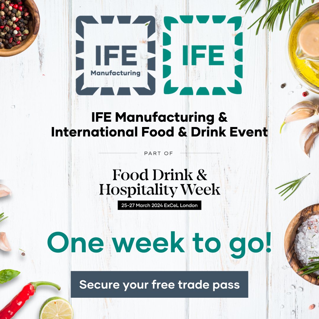 There’s only one week to go until #IFEM24 and #IFE24, part of Food, Drink & Hospitality Week, open their doors on 25-27 March at ExCeL London. The ultimate business events for food and drink product discovery and development, secure your free trade pass >> ife-2024.reg.buzz/food-and-drink…