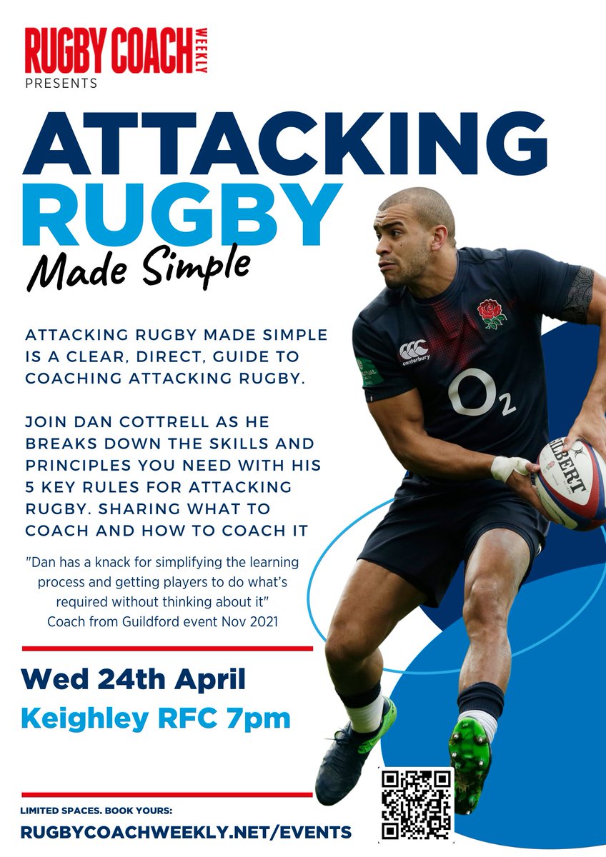 Free CPD at Keighley RFC on Wed 24th April at 7pm.

Sign up here.

rugbycoachweekly.net/rcw-events?cl=9

Thanks to @BJLazenbyCoach @stuartdixon13 for helping to make this happen.