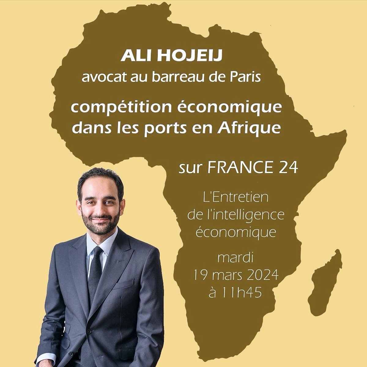 Demain à 11h45, sur France 24, et en direct : je serai l’invité de l’émission « Intelligence économique ».
Face aux défis d’un monde qui comptera 8 milliards d’habitants en 2050, l’Afrique est du côté des solutions. ⚓️
#infrastructures #PPP