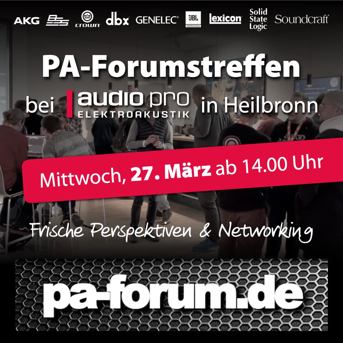 VolkerHoltmeyer's tweet photo. Lust auf gepflegte 19"-Gespräche und Kartoffelsalat?!
Wir freuen uns auf euch! 😉
https://t.co/fAi6PbI7tR

#PAforum #paforumstreffen #forumstreffen #audiopro #heilbronn #akg #bss #crownaudio #dbx #genelec #jbl #jblpro #jblprofessional #lexicon #ssl #solidstatelogic #soundcraft https://t.co/yU3mj1pXVu