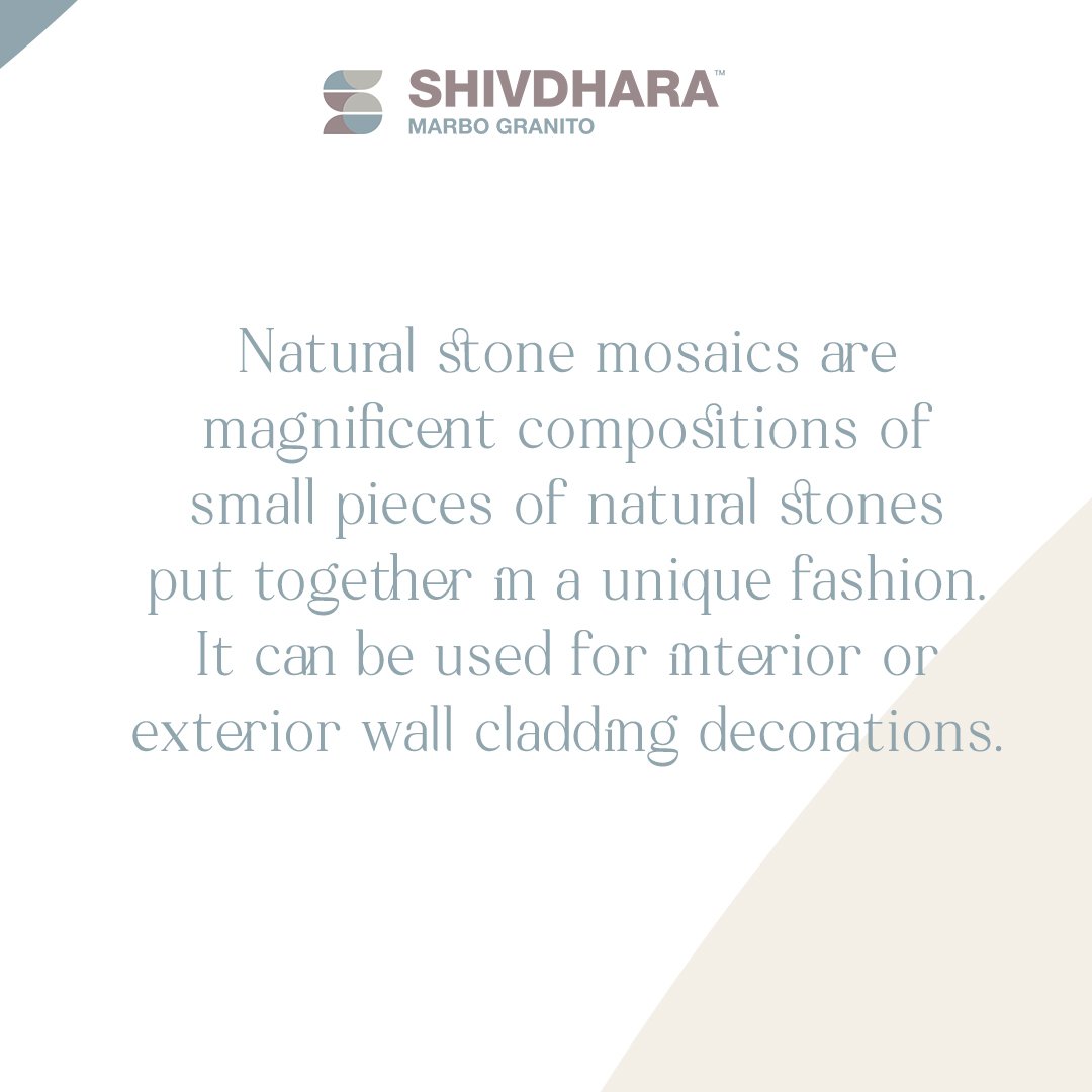 Natural stone mosaics are perfect to ace your interior statement with pride. 

Visit our showroom today.

#shivdharaindia #marble #tiles #granite #naturalstone #bathware #uniquedesigns #imported #homedecor #lifestyle #integrity #innovation #bestinthecity #interiordecor