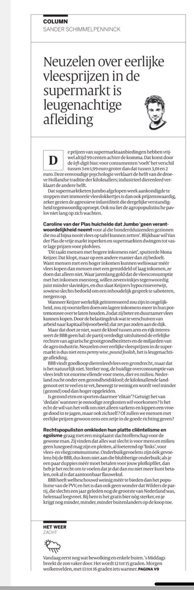 ‘BBB vindt goedkoop dierenleedvlees een grondrecht, maar dat is het natuurlijk niet.’ 👌 #sanderschimmelpenninck