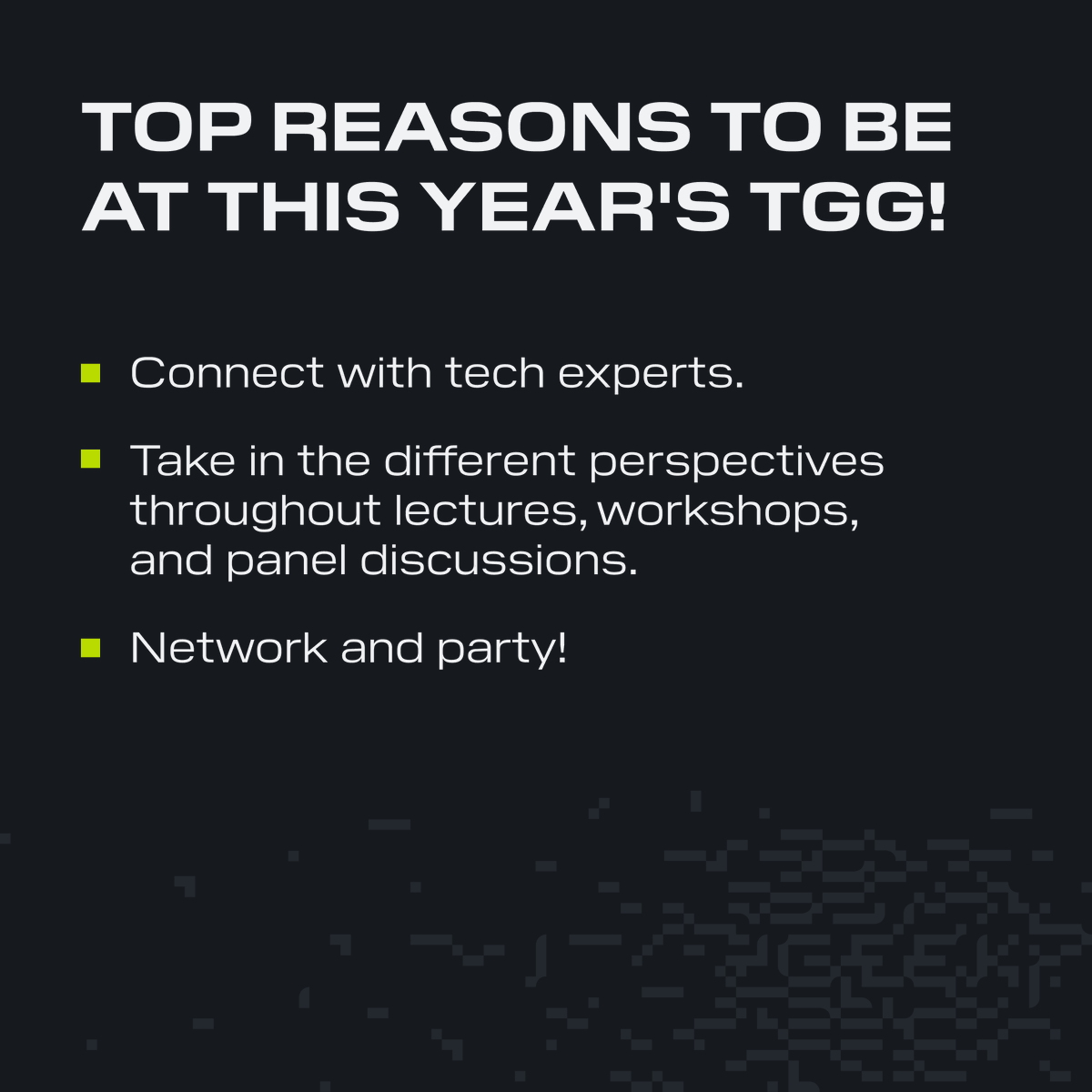 Here are the top reasons you'll want to be at this year's TGG! 👇

Stay tuned for further updates because more exciting information is on its way.

🎟 Remember to check the link and secure your tickets at a whopping 50% off:

thegeekgathering.org/tickets

#TheGeekGathering #Osijek