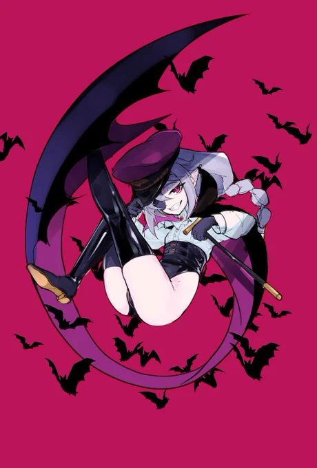 一次創作<魔界組>SNSにおける1次創作から8年してキャラ単体での人気で今も現役がいる。カラー絵における人外キャラ開発、ボンデージやラバースーツ塗り開発の出発点。(共産主義の猫もいる 