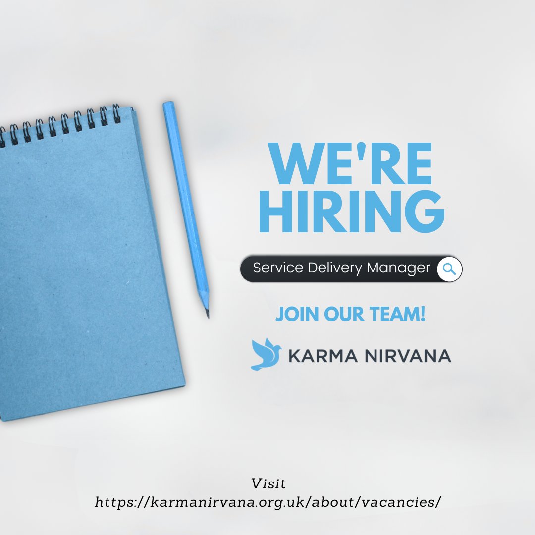 We're hiring for a Service Delivery and Development Manager. This pivotal role oversees the effective delivery of our support services for individuals affected by honour based abuse

karmanirvana.org.uk/about/vacancie…

#jobs #hiring #Jobs #JobOpportunity