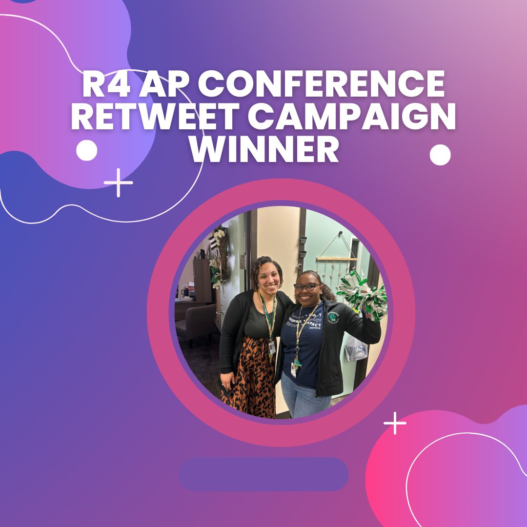 mwalke0628's tweet photo. As promised, we have a 🏆 winner!
Ms. Tiffany Grant-Scott at Whispering Pines Elementary in Humble ISD is our winner for a free entry into the R4 AP Conference July 18th.  We are excited that her principal, Ms. Celeste Myres, was available to celebrate with her!
#R4APConf https://t.co/3W0V0DzQmK
