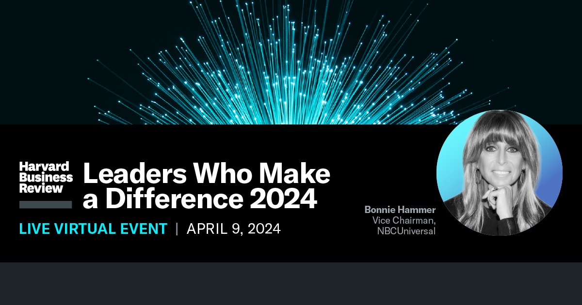 Bonnie Hammer, Vice Chairman of <a href="/NBCUniversal/">NBCUniversal</a>, will be in conversation with Executive Editor <a href="/alisonwbeard/">Alison Beard</a> at this year's Leaders Who Make a Difference on April 9. Join the event to learn about Hammer's convention-defying leadership practices. Register:
s.hbr.org/3v8fISk