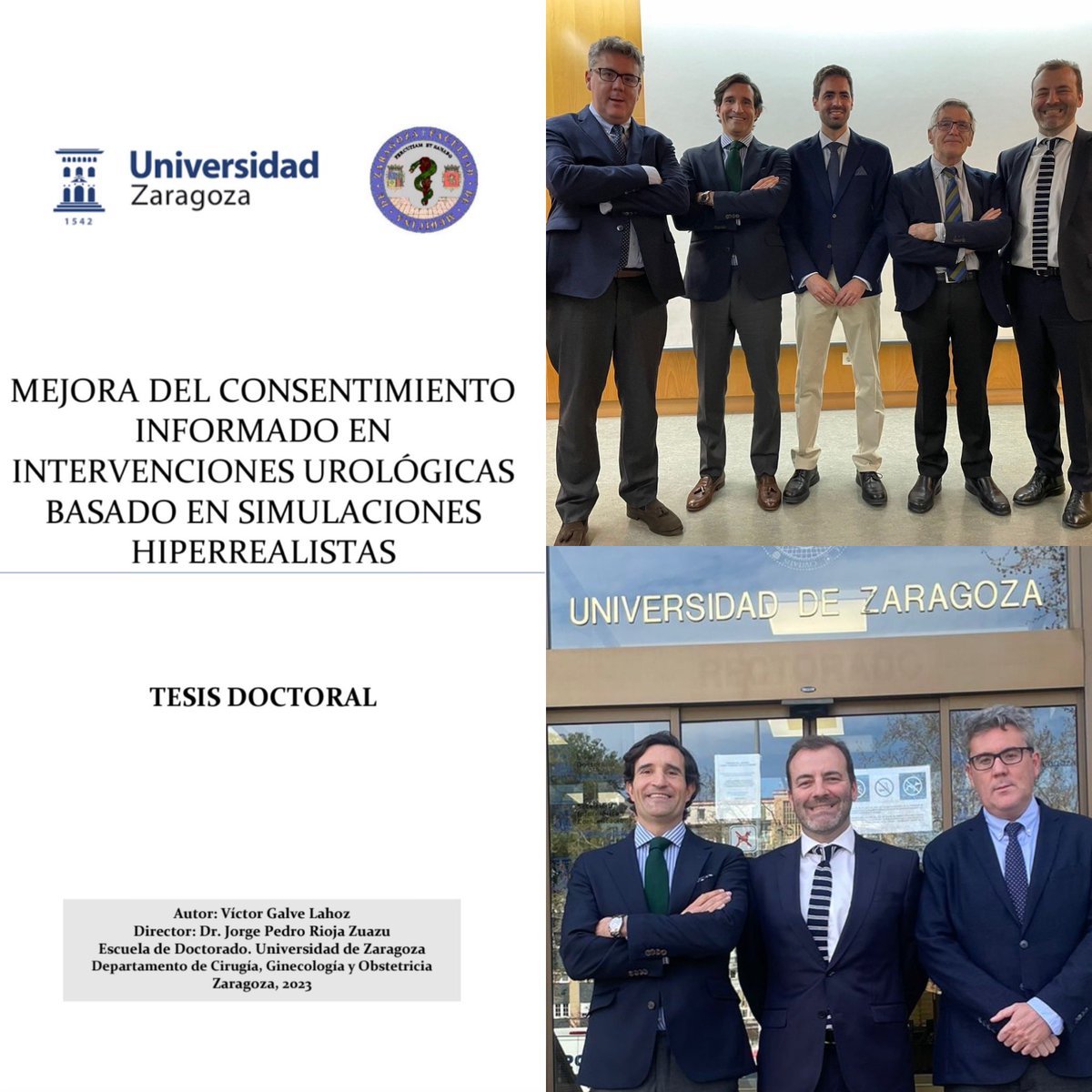 Special day, Víctor Gálvez defended his doctoral thesis at zaragoza University. Directed by @jorgeprioja very meticulous work and surprising for its originality, congratulations! In the Tribunal that I have had the honor of presiding, I have been accompanied by @malvarezmaestro