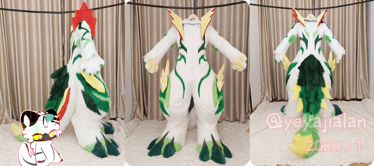 Many shades of green And little wings (though they can't fly🪽) #furry #fursuit