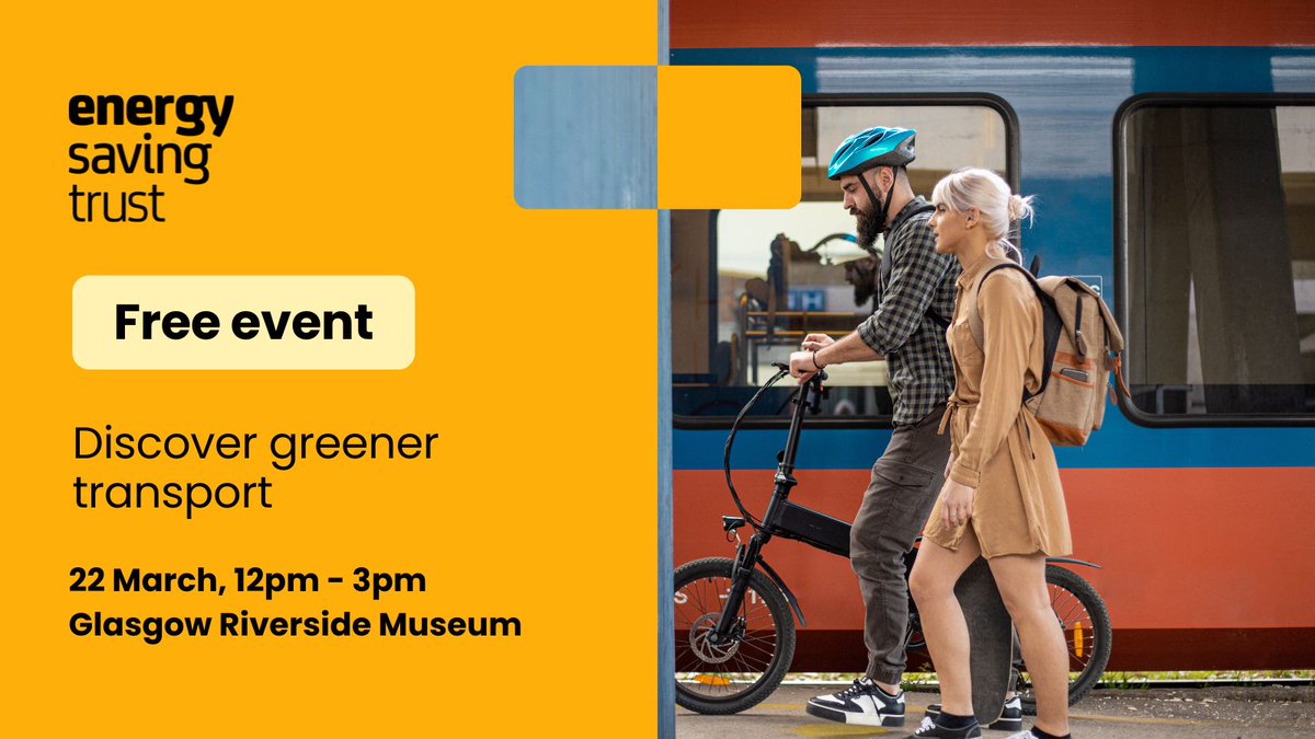 Want to learn more about sustainable transport? Join us on 22 March for a free information day in #Glasgow to discover different modes of transport and the funding and support on offer to switch. Find out more: ensvgtr.uk/Ikn3D