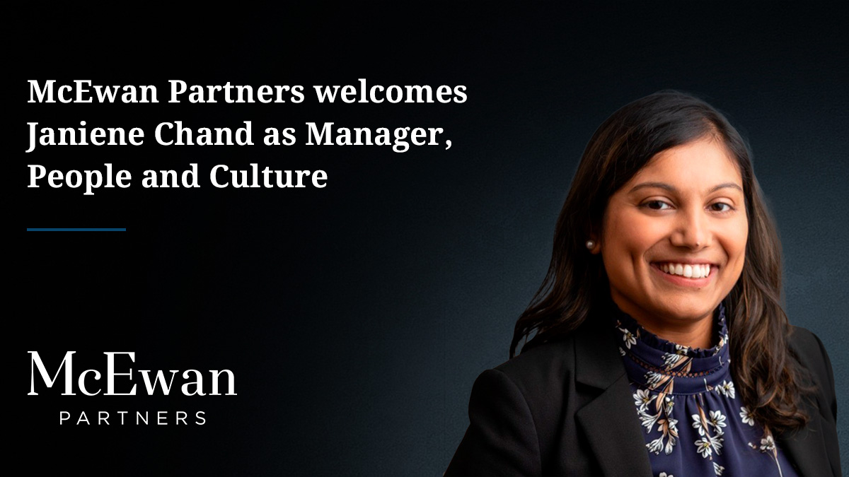 McEwan Partners welcomes Janiene Chand as our Manager, People and Culture. 

Janiene understands the law firm experience and brings professional coaching expertise to the firm as we build an organization where everyone is set up to excel.

Welcome Janiene!