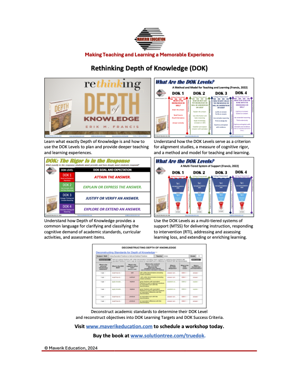 'Help me help you!' - Jerry Maguire What does #rethinking teaching and learning for Depth of Knowledge #DOK involve? Let's #rethink and #reconsider how to understand and use #DOK to ensure teaching and learning is standards driven and student supportive. Learn more at the…