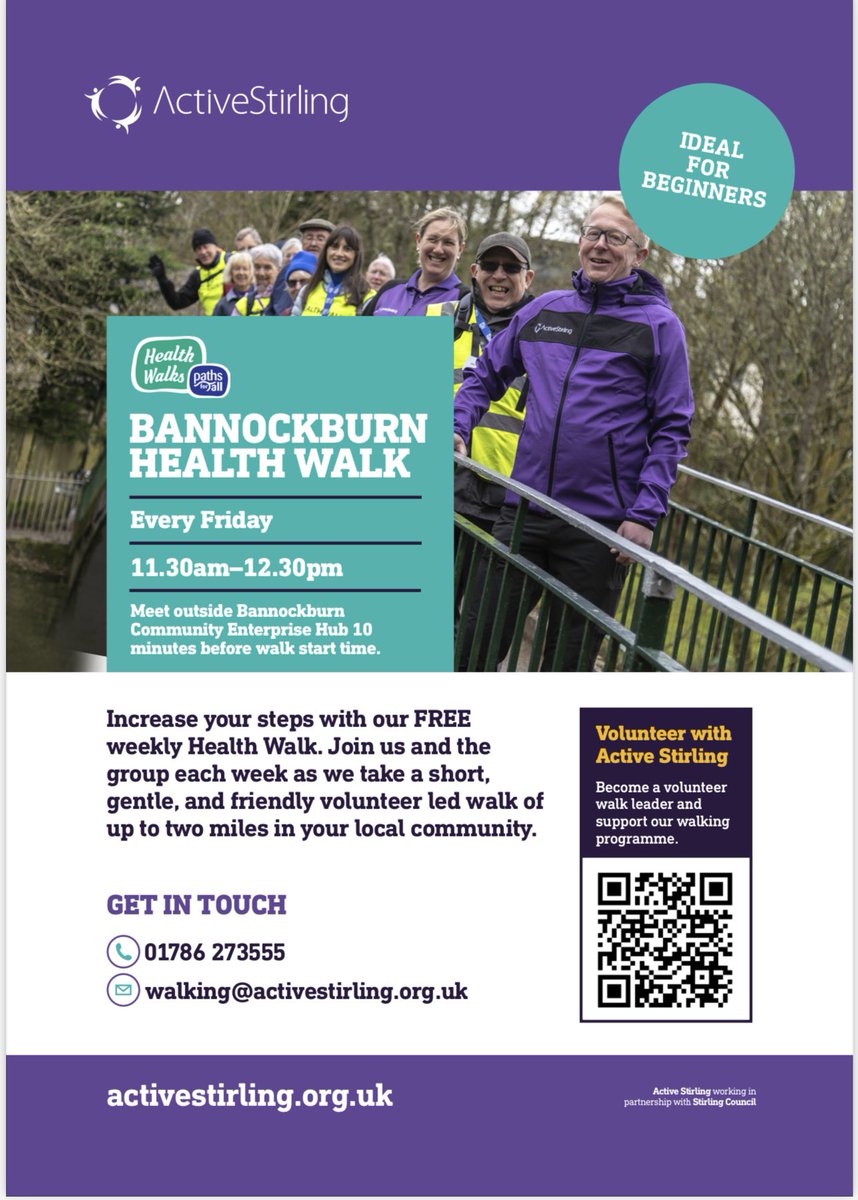 Delighted to announce the Bannockburn Health Walk launches this coming Friday (22nd March) 🚶🏽all welcome with tea and coffee afterwards ☕️